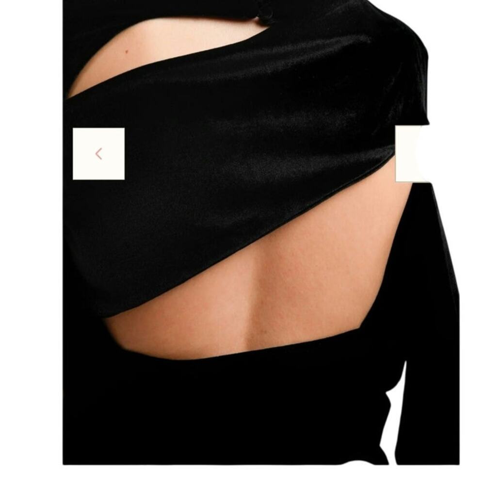 Topshop Knot Wrap Velvet Open Back Mini Dress In Black Size 4-6 NWT - Picture 6 of 8